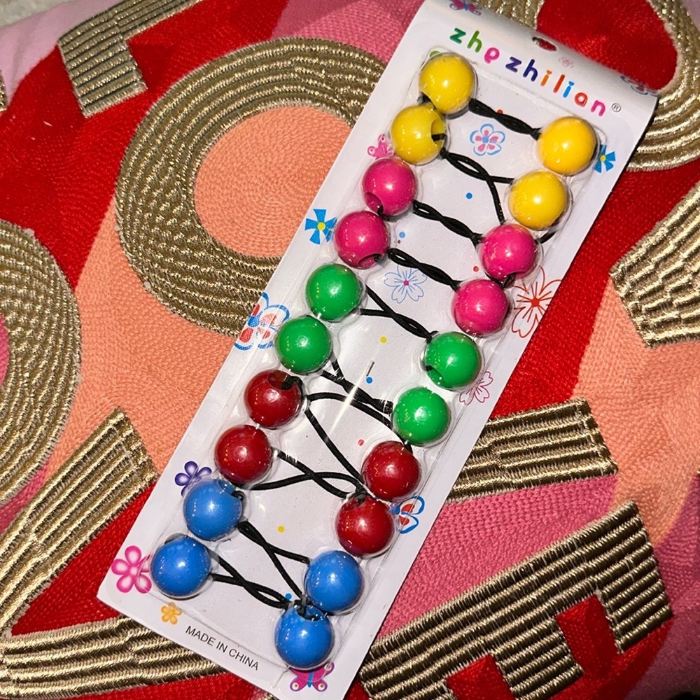 Kids Ponytail Holders With‎ Beads - Assorted Colors